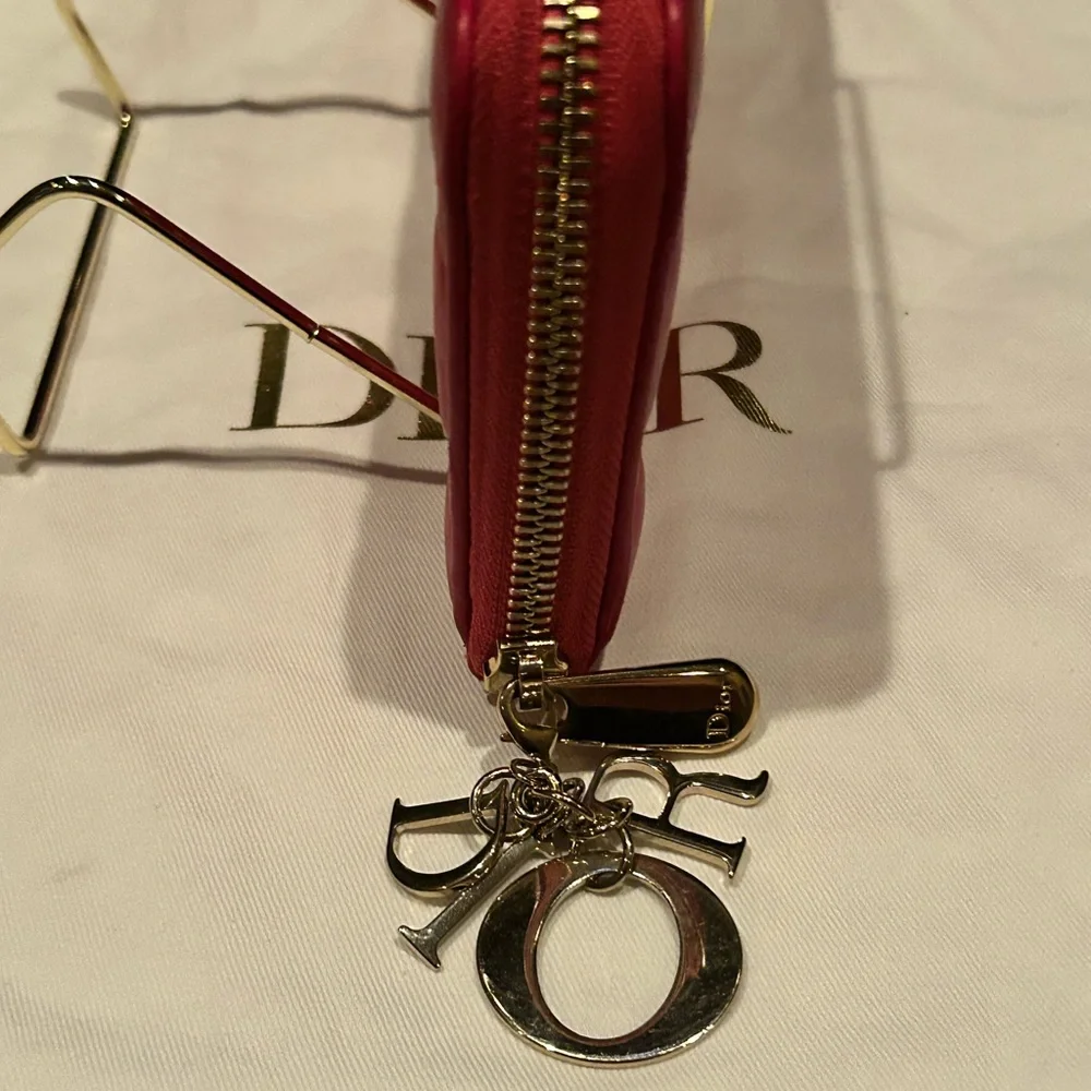 Christian Dior Fuchsia Long Zip Wallet With Charms